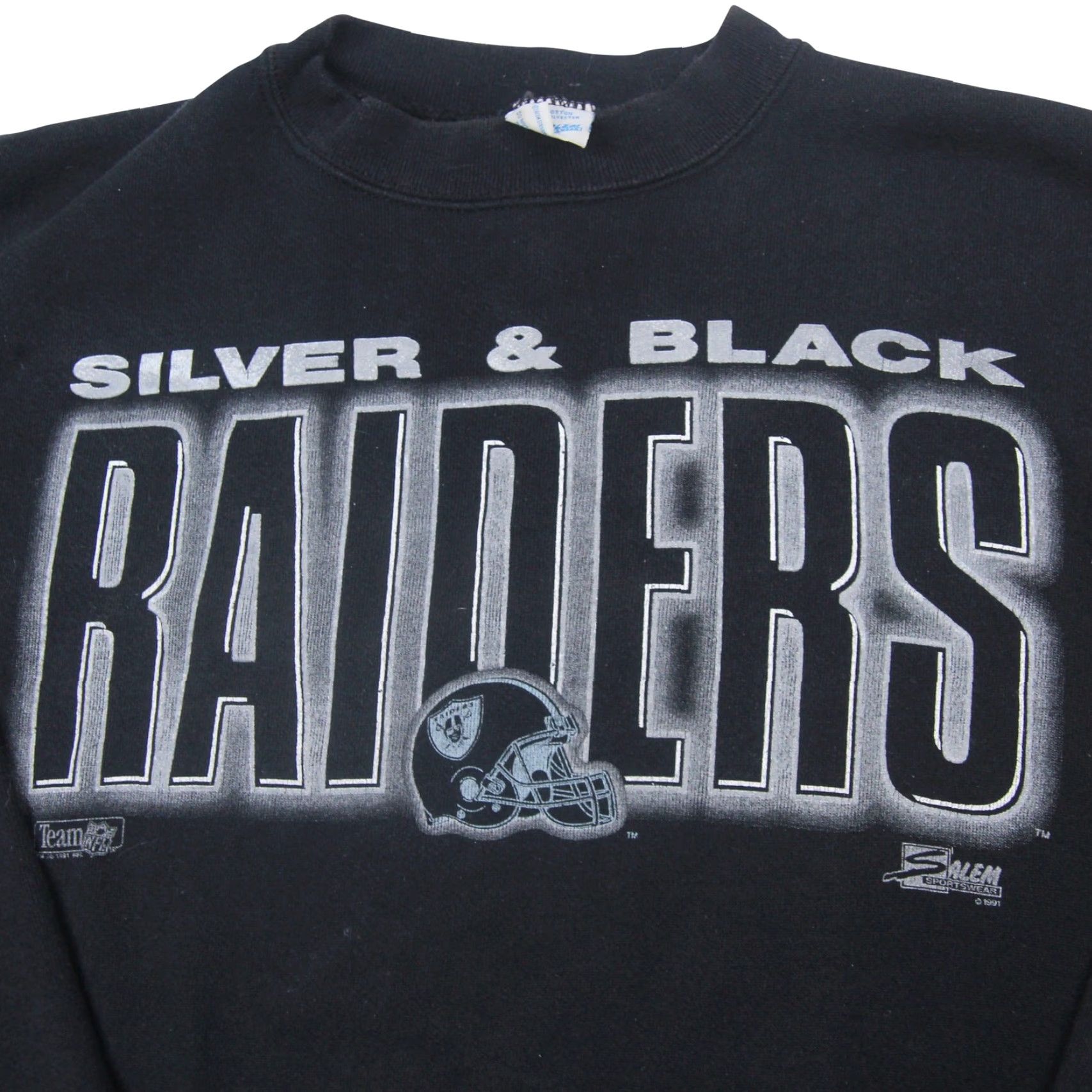 Salem Sportswear VINTAGE Salem Sportswear NFL Raiders Sweatshirt Mens Large Black Spellout Size US L / EU 52-54 / 3 - 4 Thumbnail
