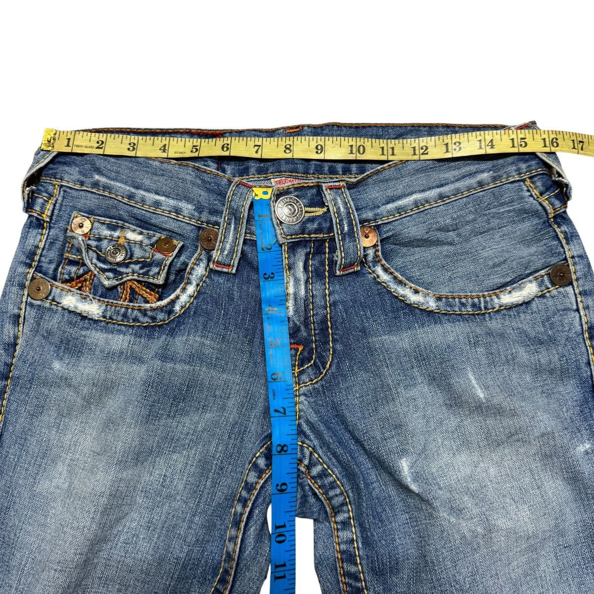 True Religion Vintage True Religion Joey Big T Denim Flare Jeans Size US 29 - 17 Thumbnail