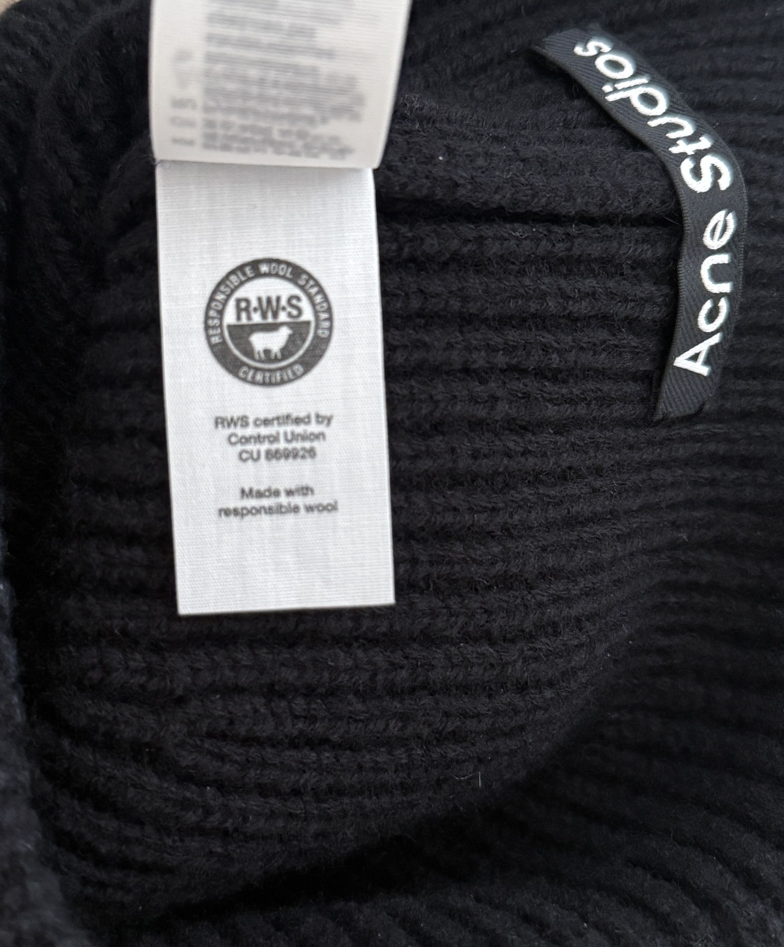 Acne Studios Pana Face Patch Wool & Yak Hair Blend Rib Beanie Size ONE SIZE - 3 Thumbnail