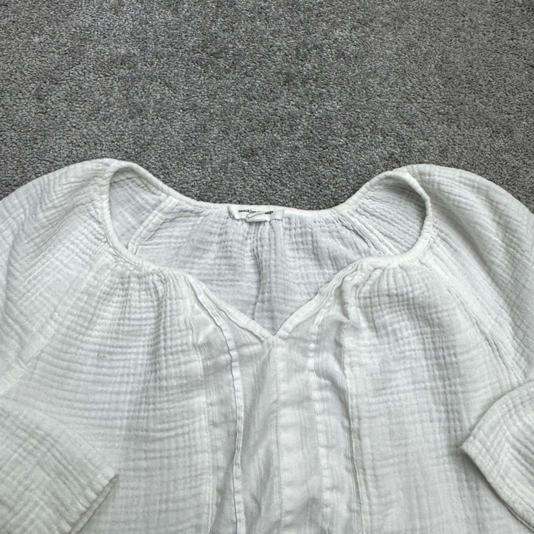 Bell BeachLunchLounge Blouse Cotton Gauze Peasant XL White Bell Sleeve Shirt Womens Bohemian Peasant, 3/4 Sleeve, V-Neck, Summer, Spring, Fall, Regular Fit Size XL / US 12-14 / IT 48-50 - 3 Thumbnail