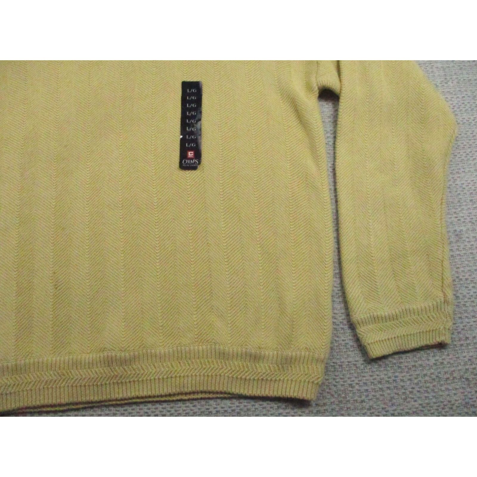 Chaps Chaps Ralph Lauren Sweater Mens Large Yellow Crewneck Herringbone Knit Pullover Size US L / EU 52-54 / 3 - 2 Thumbnail