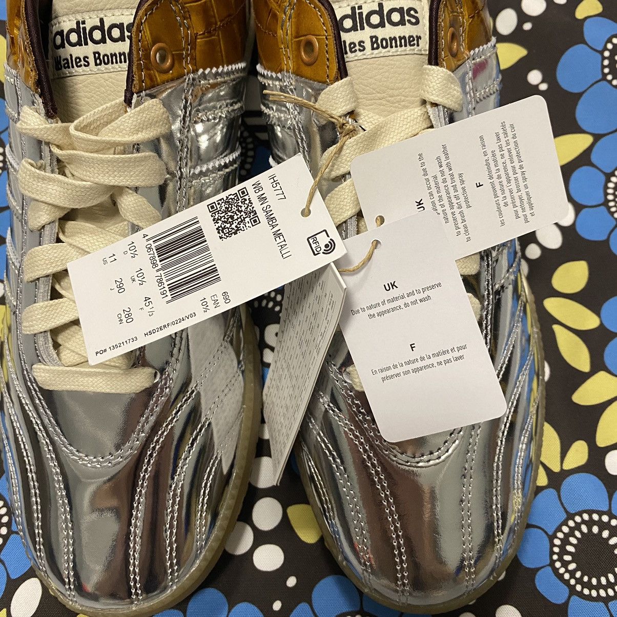 adidas gazelle silver green womens adidas x Wales Bonner Samba Sneakers in Silver