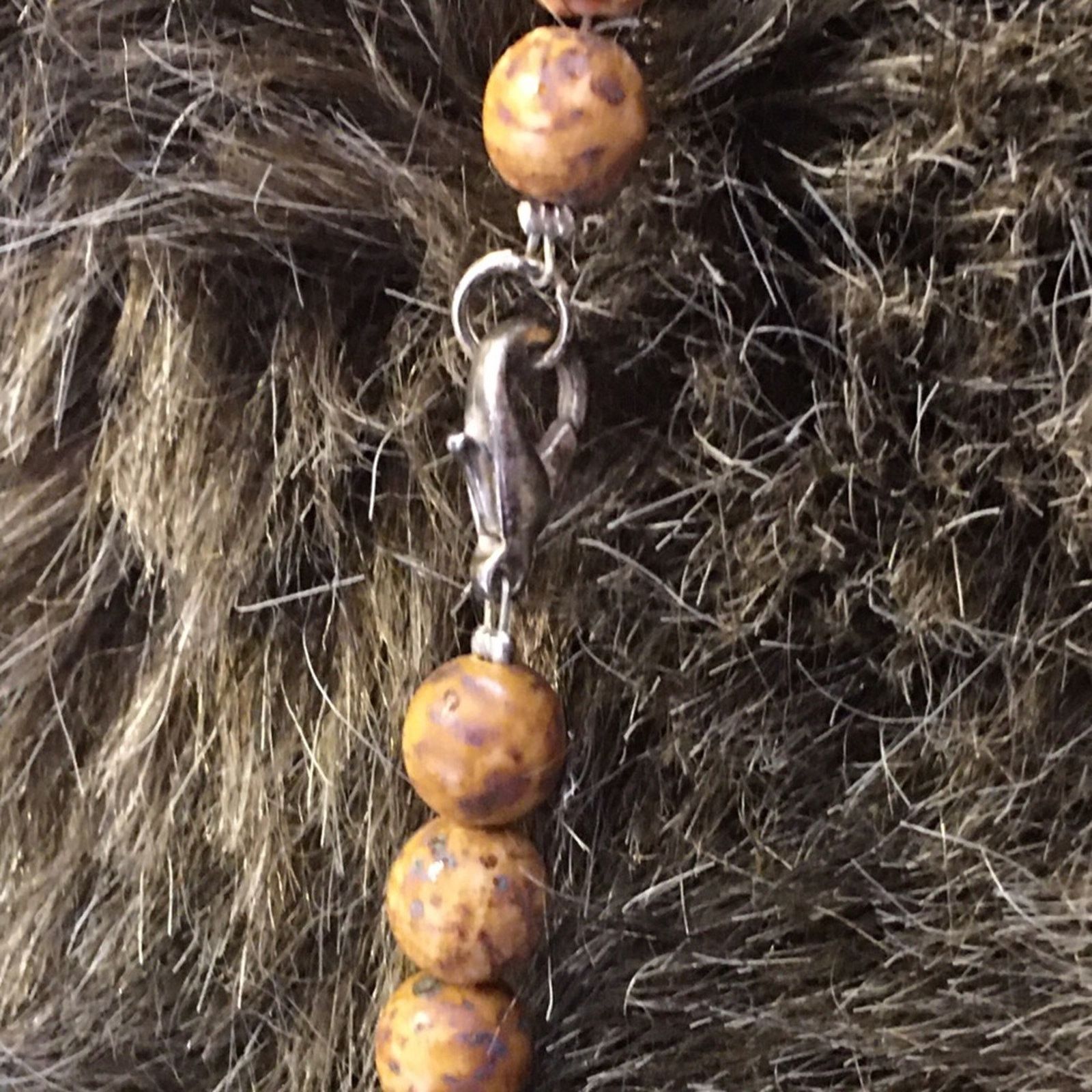 Vintage Vintage picture jasper necklace w/abalone flower Size ONE SIZE - 8 Thumbnail