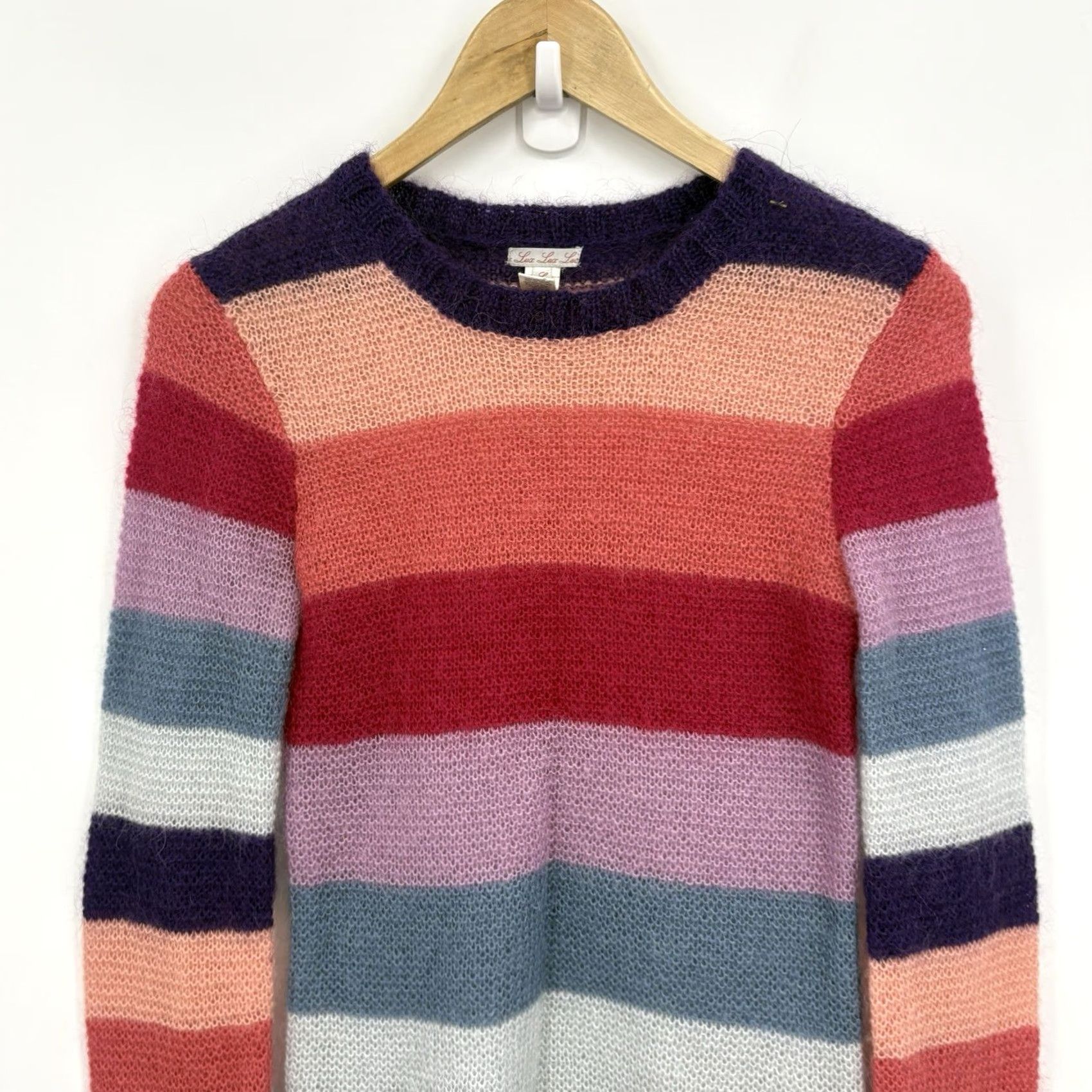 Vintage VINTAGE Lux Lux Lux Sweater Women S Striped Mohair Blend Crew Neck Long Sleeve Lightweight Boho 80s 90s Vintage Design Womens Size S / US 4 / IT 40 - 4 Thumbnail