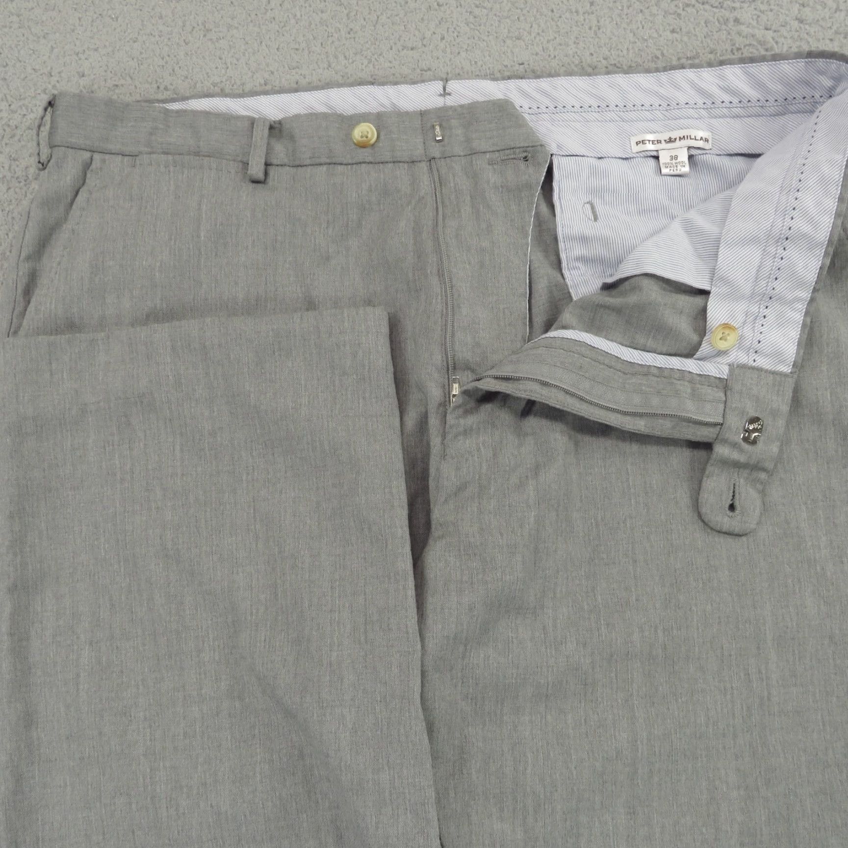 Peter Millar Peter Millar Pants Mens 36x30 Light Charcoal Grey Wool Flat Front Dress Trousers Size US 38 / EU 54 - 2 Thumbnail