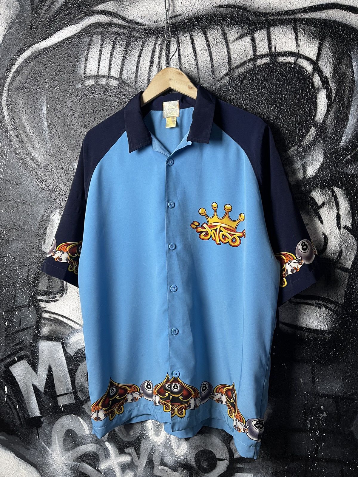 JNCO JNCO Vintage Y2K 8 Ball Logo Blue Polyester Short Sleeve Shirt Men’s Size XL Size US XL / EU 56 / 4 - 1 Thumbnail