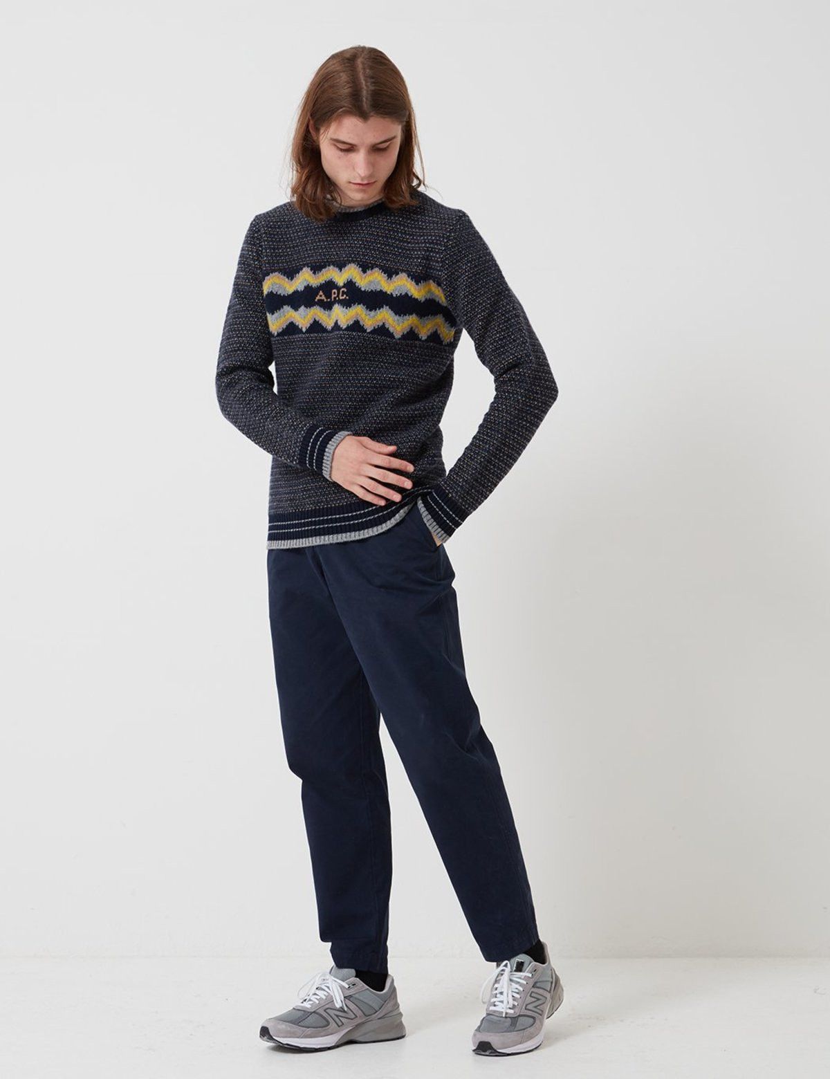 A.P.C. A.P.C. Ben Jacquard Wool Sweater Navy - Size L Size US L / EU 52-54 / 3 - 4 Thumbnail