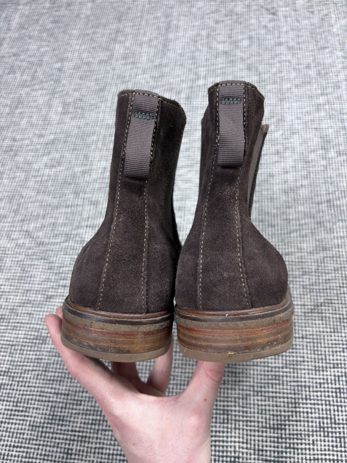 Designer Clarks Chelsea suede brown boots old money casual Size US 12 / EU 45 - 2 Thumbnail