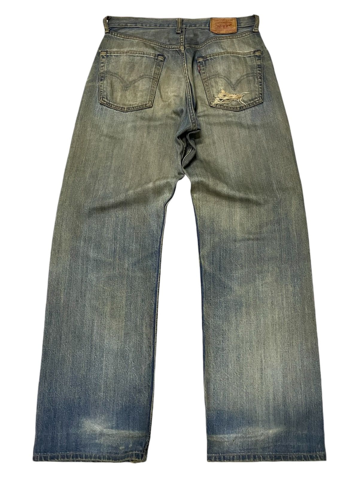 Levi's × Vintage Vintage Levis 504 Distressed Mud Wash Trashed Loose Jeans Size US 30 / EU 46 - 2 Thumbnail