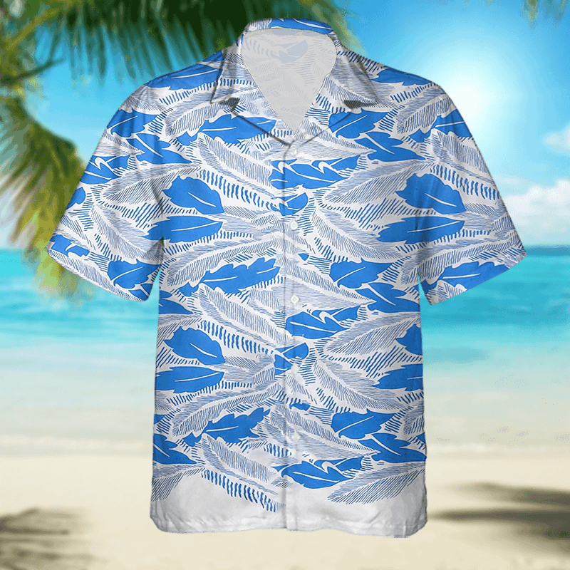 The Unbranded Brand × Vintage Blue Leaf Shirt, Short-sleeved cotton shirt Size US S / EU 44-46 / 1 - 5 Thumbnail