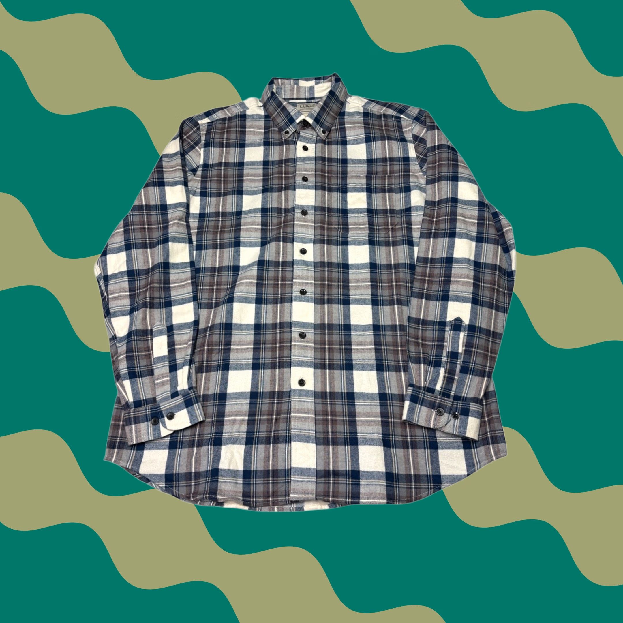 Vintage LL Bean Traditional Fit Flannel Shirt Mens Large Tall Blue Plaid Cotton 228056 Size US L / EU 52-54 / 3 - 1 Thumbnail