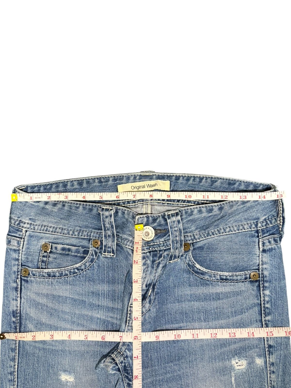 Uniqlo Vintage Japanese Uniqlo Faded Wash Distress Flare Jeans Size 29" - 6 Thumbnail