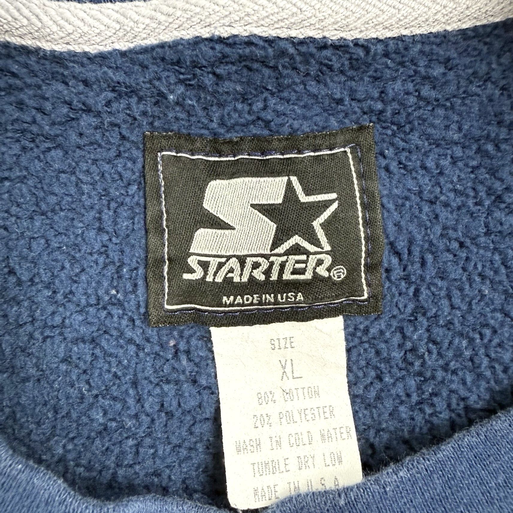 Vintage VINTAGE Starter 90s Embroidered Crewneck Sweatshirt - XL Men Blue Cotton Blend Pullover, Logo, Lightweight, Regular Fit, Made In USA Size US XL / EU 56 / 4 - 3 Thumbnail