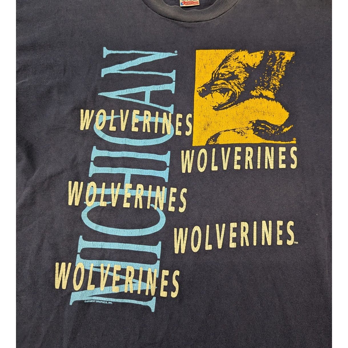 Fruit Of The Loom × Vintage Vintage Michigan Wolverines Spell-out t-shirt Size US XXL / EU 58 / 5 - 2 Thumbnail