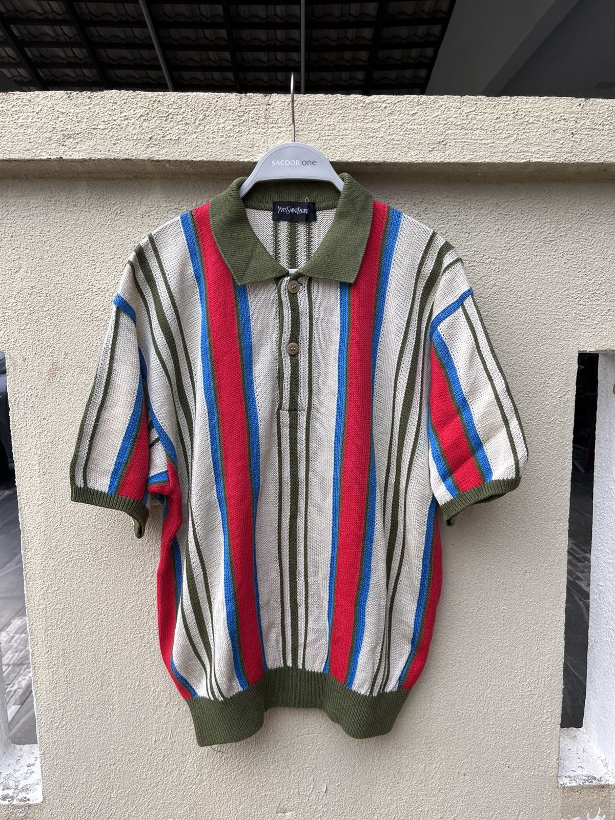 Yves Saint Laurent Multi color knit polo Size US L / EU 52-54 / 3 - 1 Thumbnail