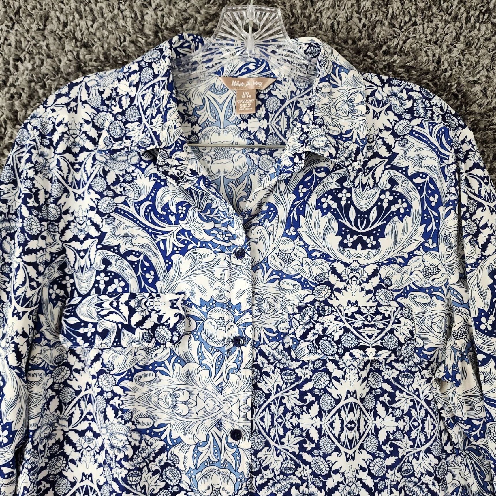 Vintage VINTAGE White Stag Women's Floral Blouse Long Sleeve Button Up Size L Blue Size L / US 10 / IT 46 - 3 Thumbnail