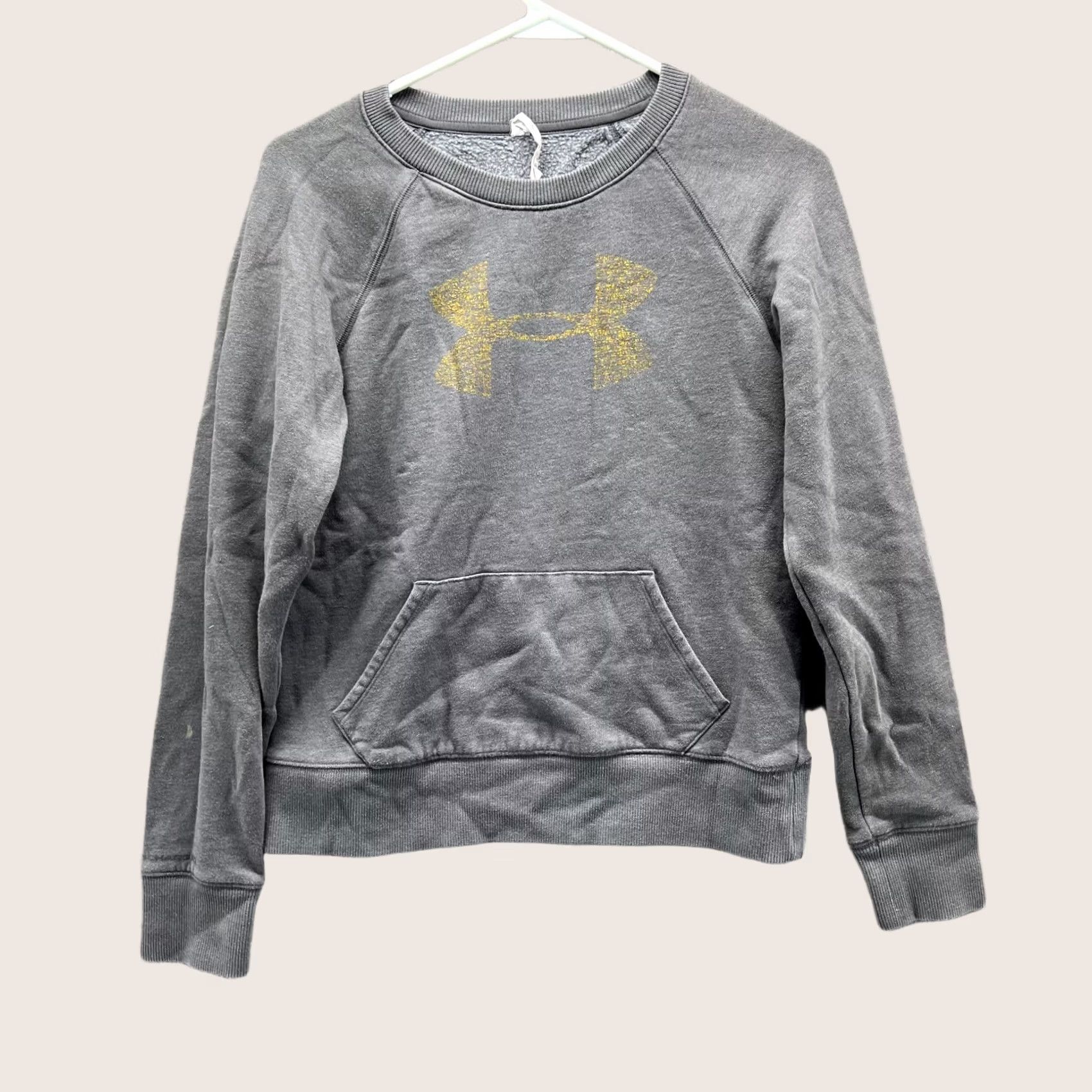 Under Armour VINTAGE Under Armour Sweatshirt Logo Pocket Fleece Womens Small Gray Pullover Crew Neck Long Sleeve Size S / US 4 / IT 40 - 1 Thumbnail