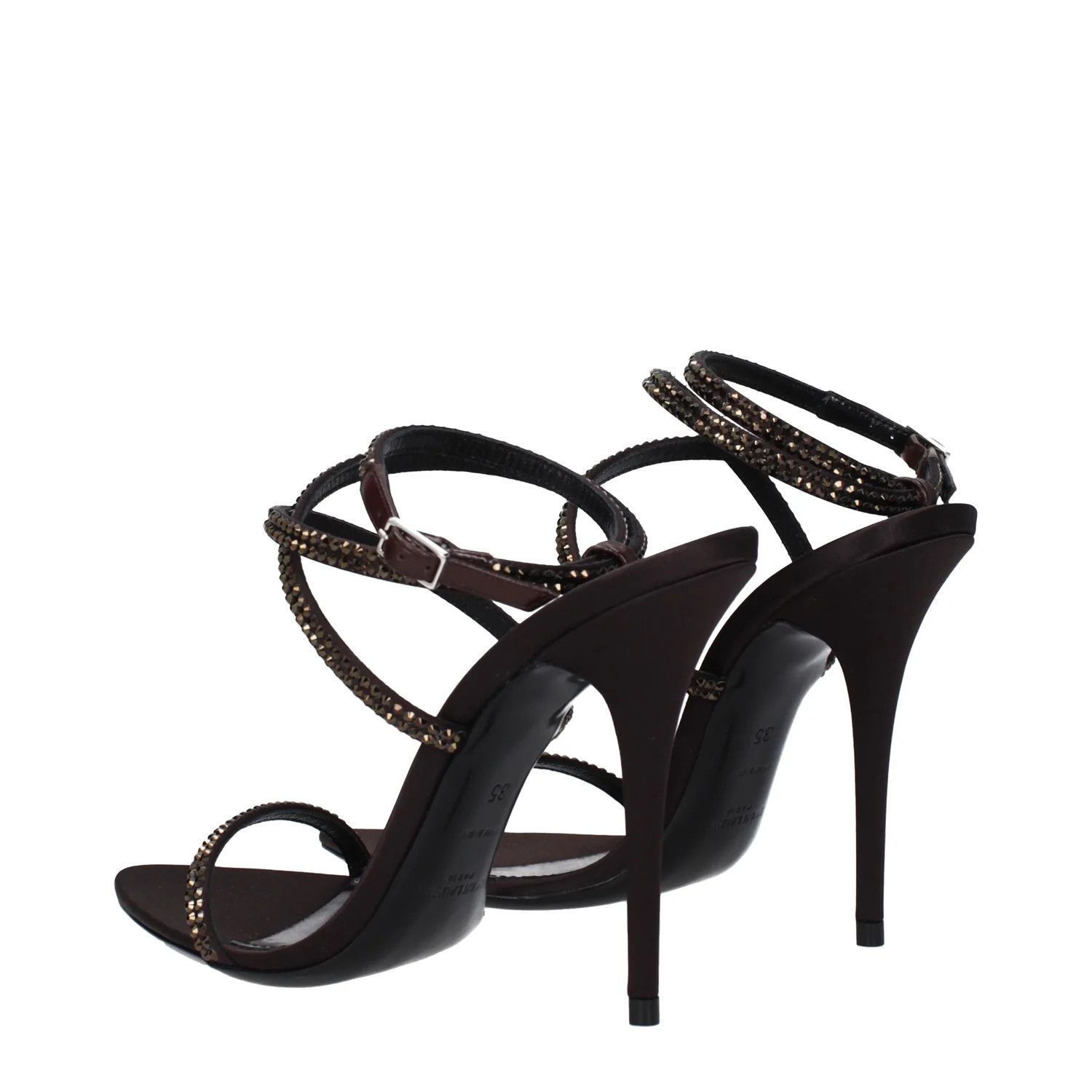 Saint Laurent Paris ob1o1e1124 Rhinestone Sandals in Burgandy Size US 7 / IT 37 - 4 Thumbnail
