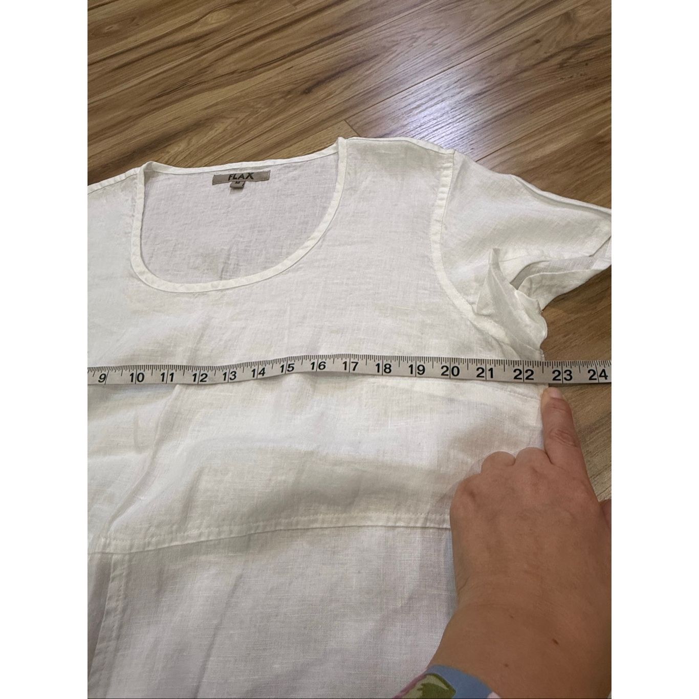 FLAX Flax scoop neck short sleeves white linen dress size medium Size M / US 6-8 / IT 42-44 - 9 Thumbnail