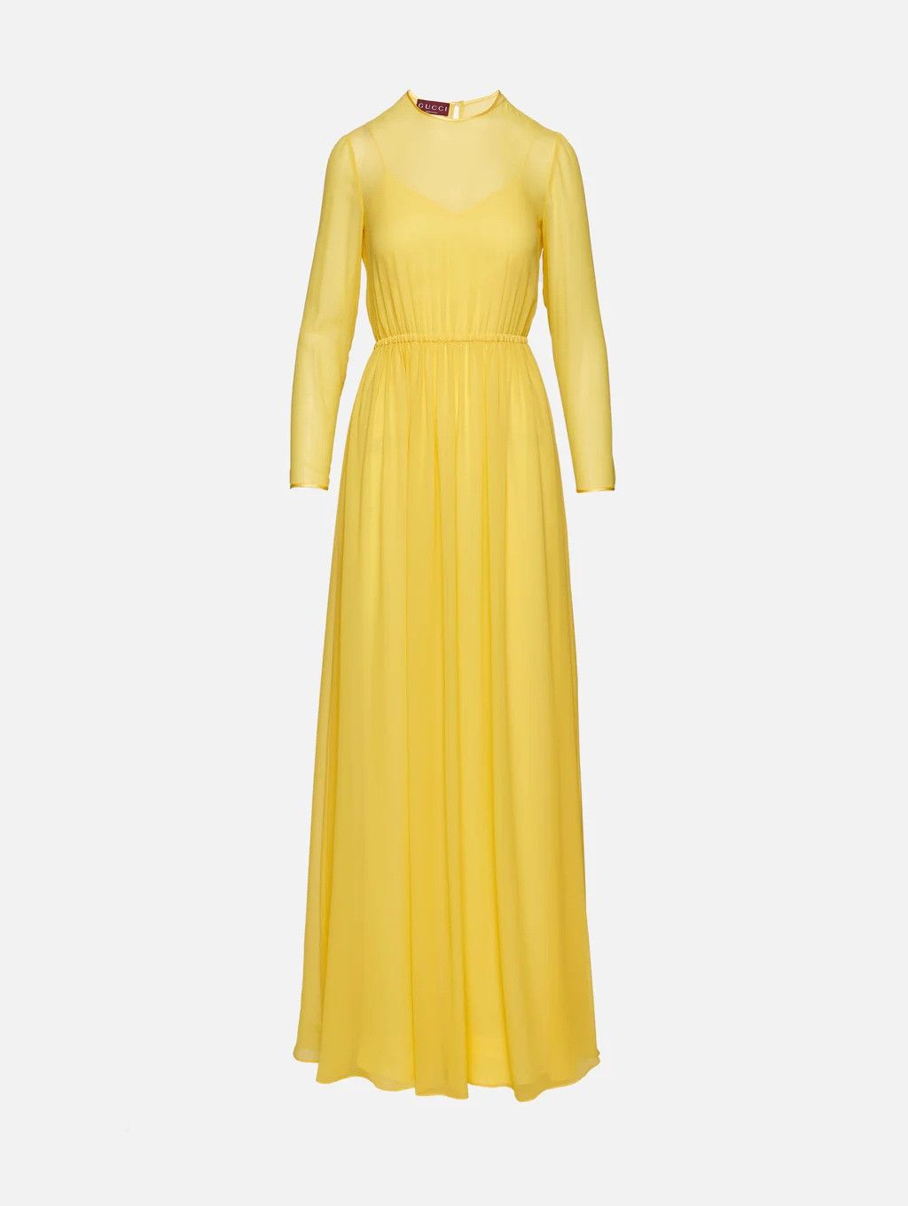 Gucci o1loc1c0226 813264 Long Silk Georgette Dress in Yellow Size XS / US 0-2 / IT 36-38 - 1 Preview
