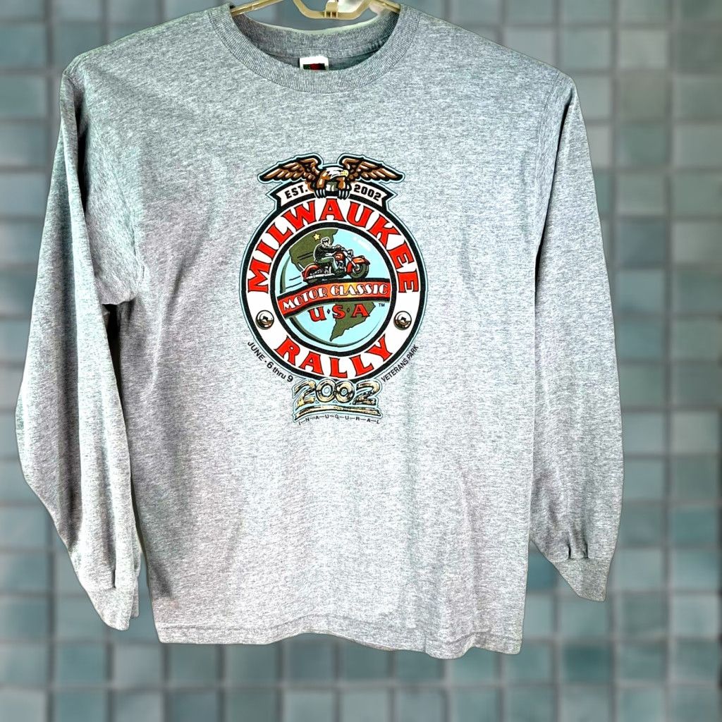 Harley Davidson VINTAGE Harley-Davidson Wisconsin Mil Rally 2002 Mens Gray Long Sleeve T-Shirt XL Shirt Mens Gray 2002 Motorcycle Graphic US Made Size US XL / EU 56 / 4 - 1 Thumbnail