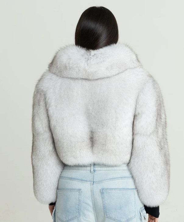 Other Women’s Cropped Natural Blue Fox Fur Jacket Size L / US 10 / IT 46 - 3 Thumbnail