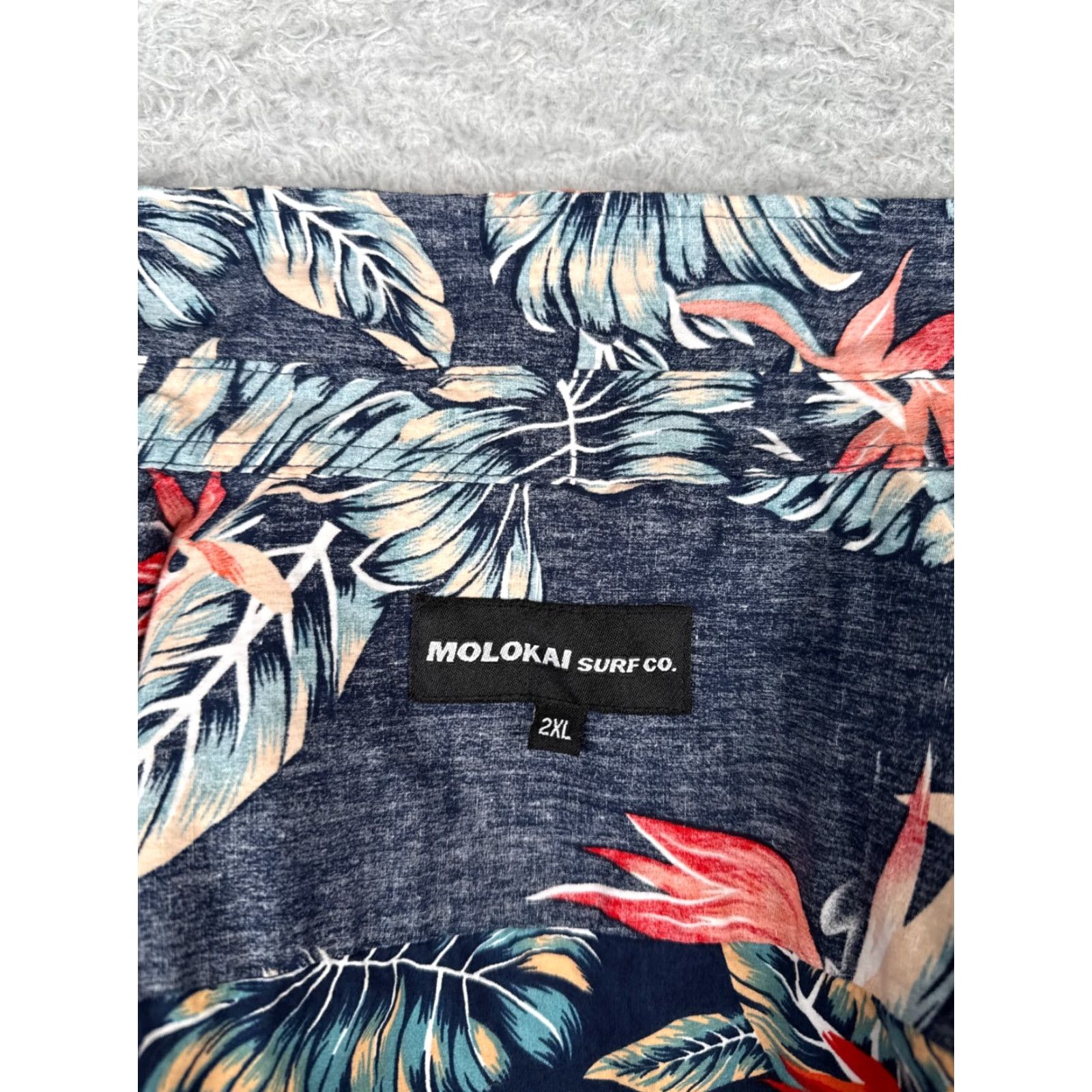 CO Molokai Surf Co Men's Hawaiian Shirt, Short Sleeve, 2XL, Blue, Floral Palm Bird of Paradise, Cotton Button-Up, Casual Beachwear, 90s Inspired, Mens Size US XXL / EU 58 / 5 - 3 Thumbnail