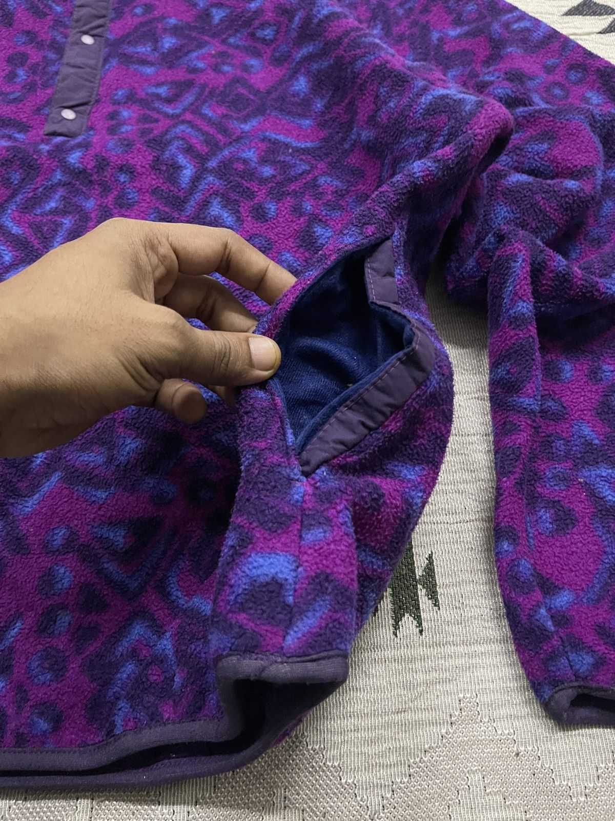 L.L. Bean 70s-80s L.L BEAN AZTEC PATTERN HALF BUTTON FLEECE Size US M / EU 48-50 / 2 - 8 Thumbnail