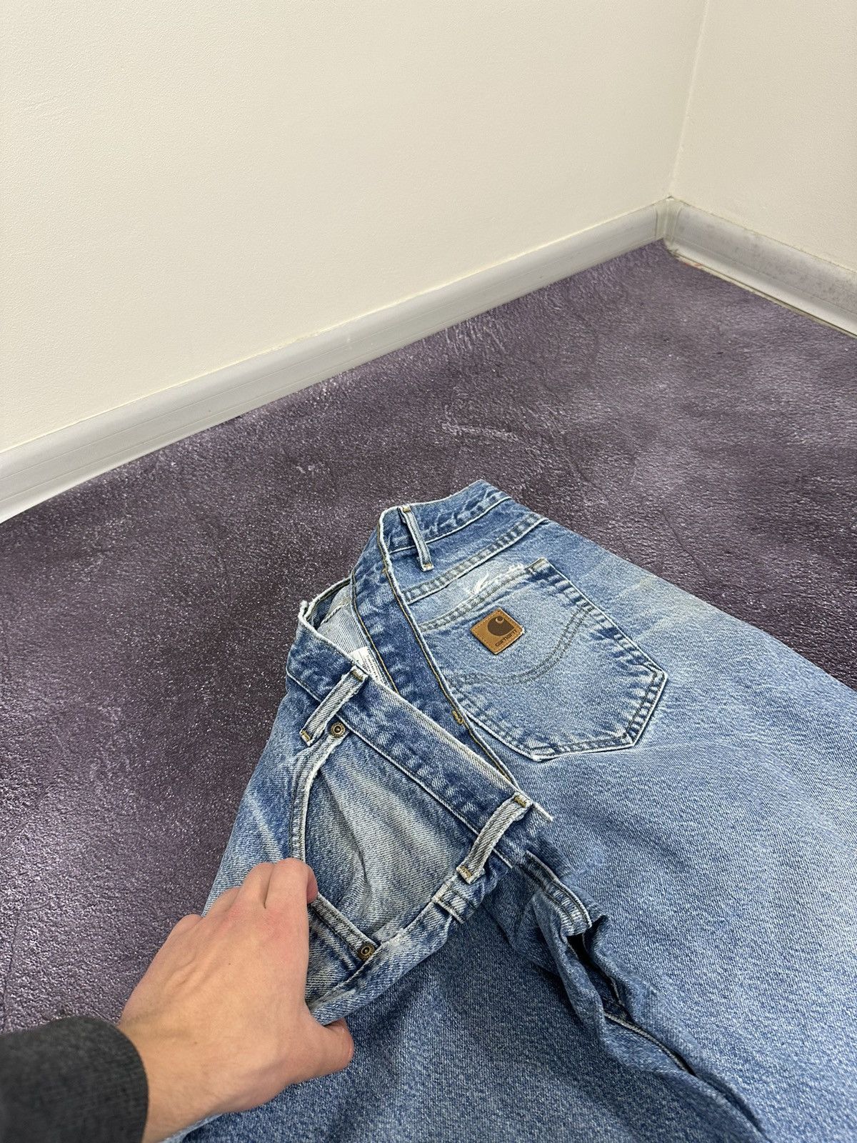 Carhartt × Vintage Vintage 90s Carhartt Baggy Work Light Blue Denim Jeans Pants Size US 38 / EU 54 - 7 Thumbnail