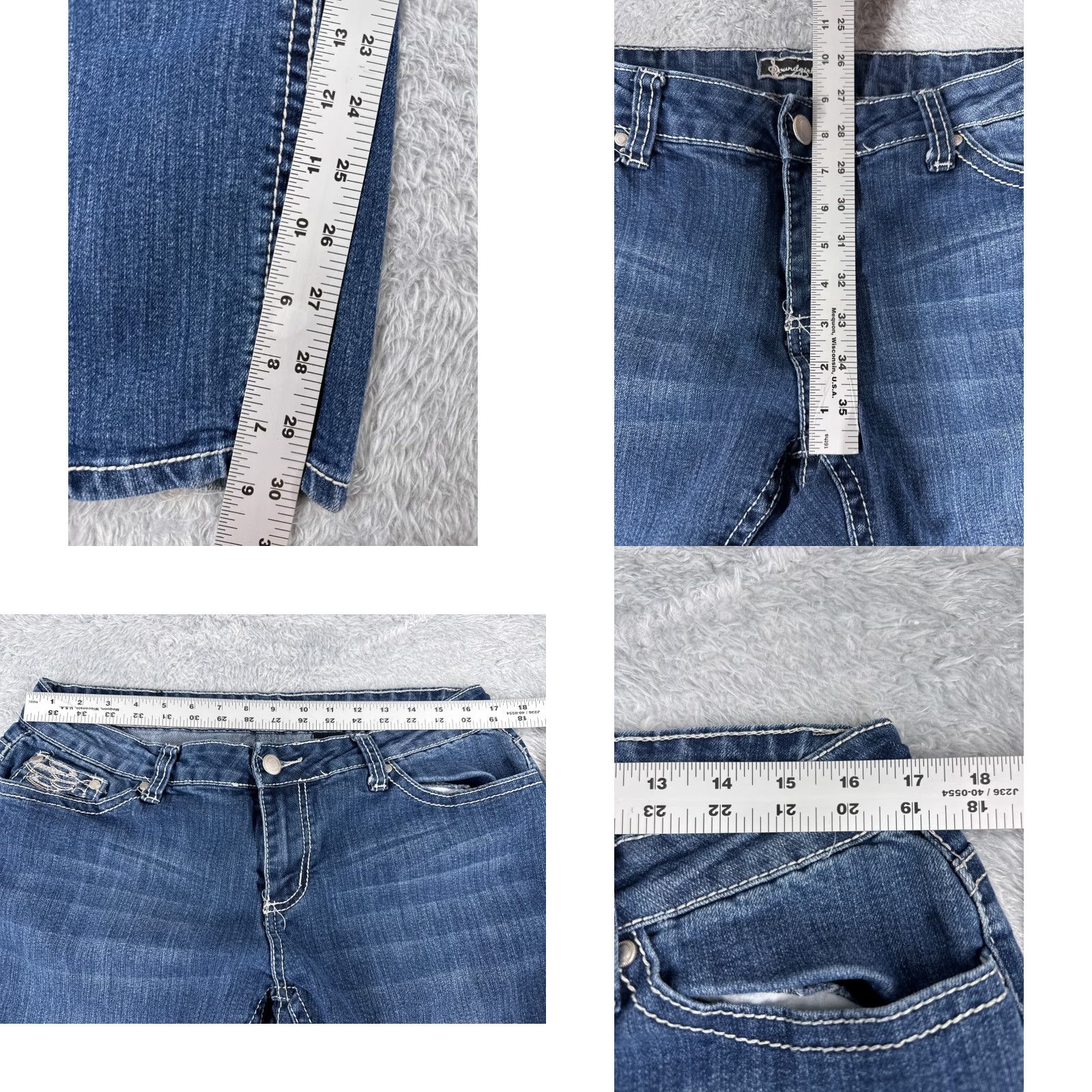 Vintage Soundgirl Jeans Women 16 Blue Denim Bootcut Embroidered Rhinestone Cotton Blend 32x30 Size 38" / US 16 / IT 52 - 8 Thumbnail