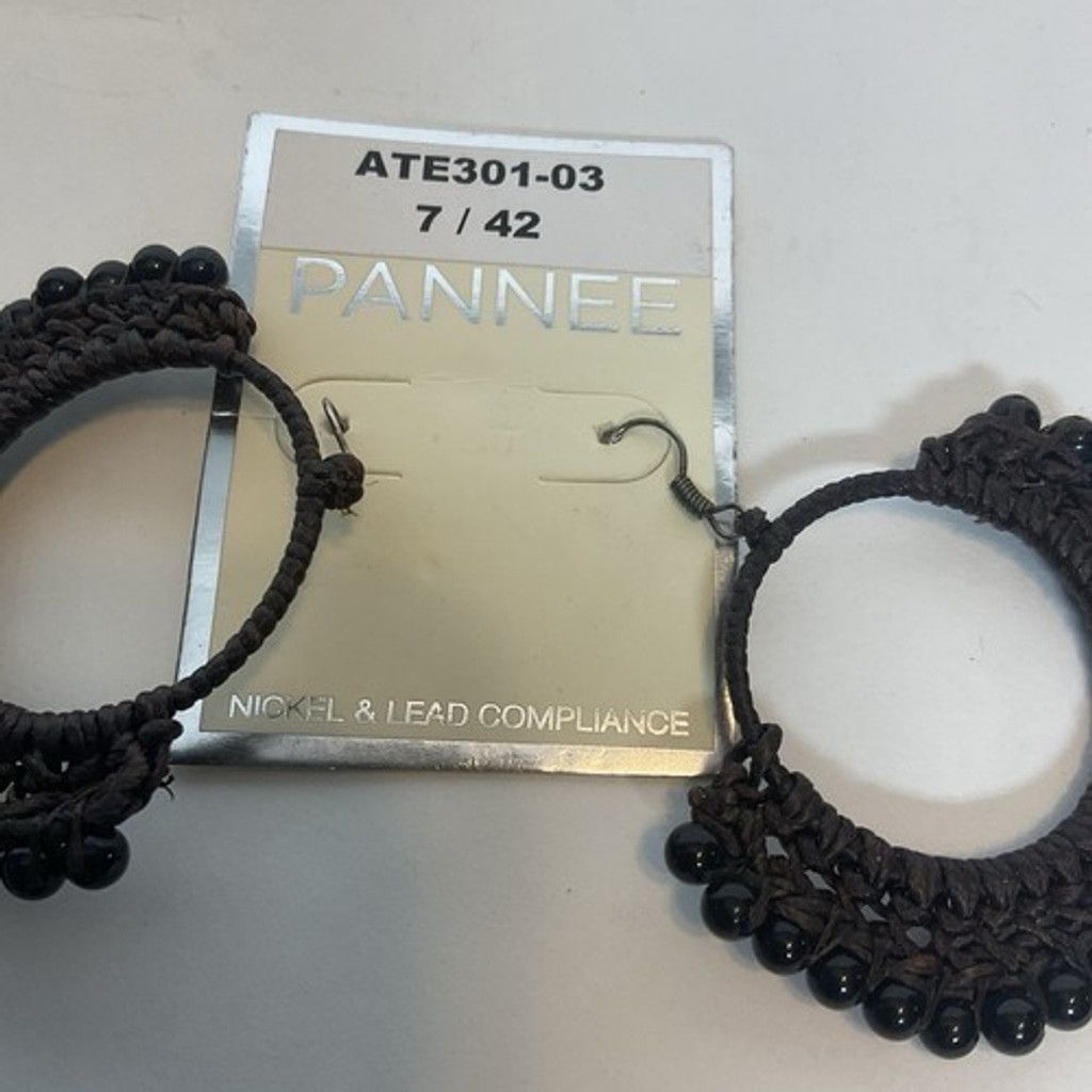 Other Pannee Loop /Hoop Macrame Earrings Brown & Beaded Dangle Size ONE SIZE - 3 Thumbnail