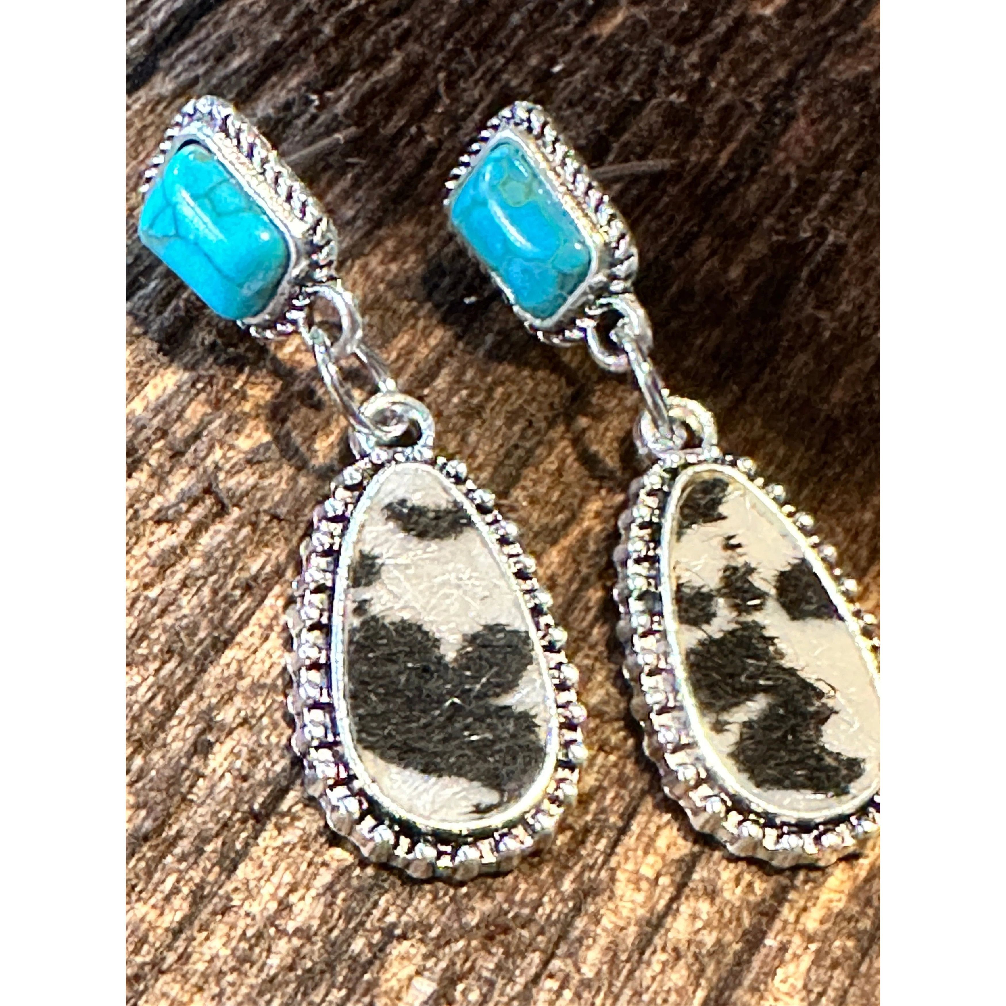 Other Boho Hippie Western Cowgirl Turquoise Stone Silver Drop Stud Size ONE SIZE - 8 Thumbnail