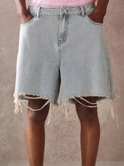 Jean Haruno x Haya RAW Edge Y2K Drip drill shorts ripped Size US 32 / EU 48 - 5 Thumbnail