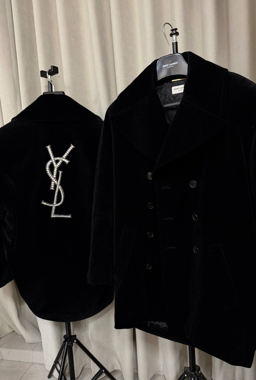 Saint Laurent SLP 2022FW YSL Rhinestone Coat