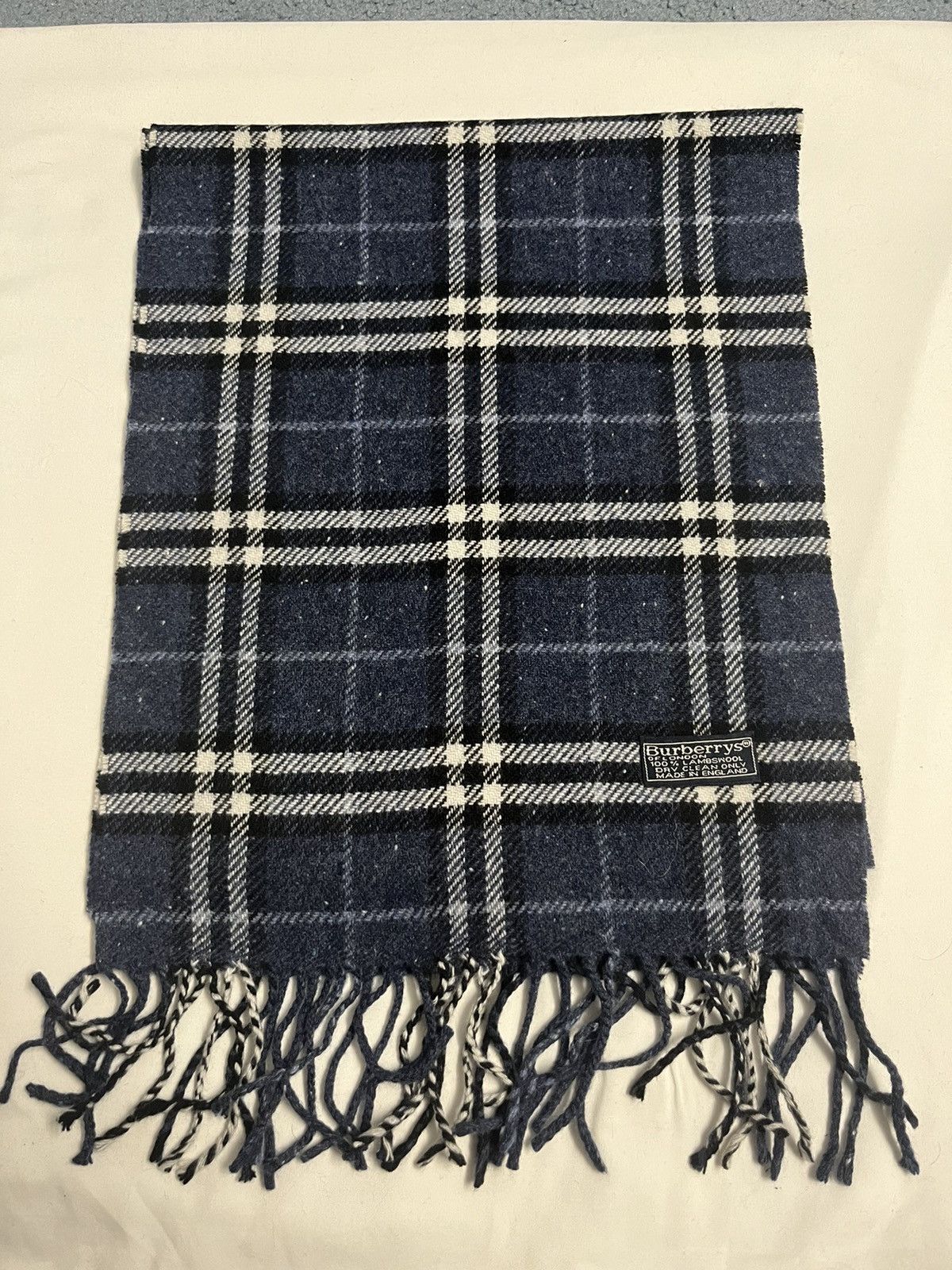 image of Burberrys Nova Check Navy Scarf, Men's
