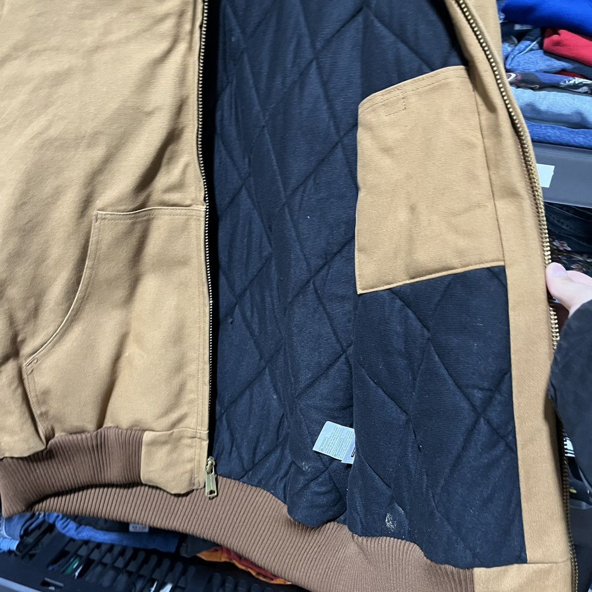 Carhartt VINTAGE HOODED CARHARTT CANVAS JACKET WORKWEAR TAN LARGE Size US L / EU 52-54 / 3 - 7 Thumbnail