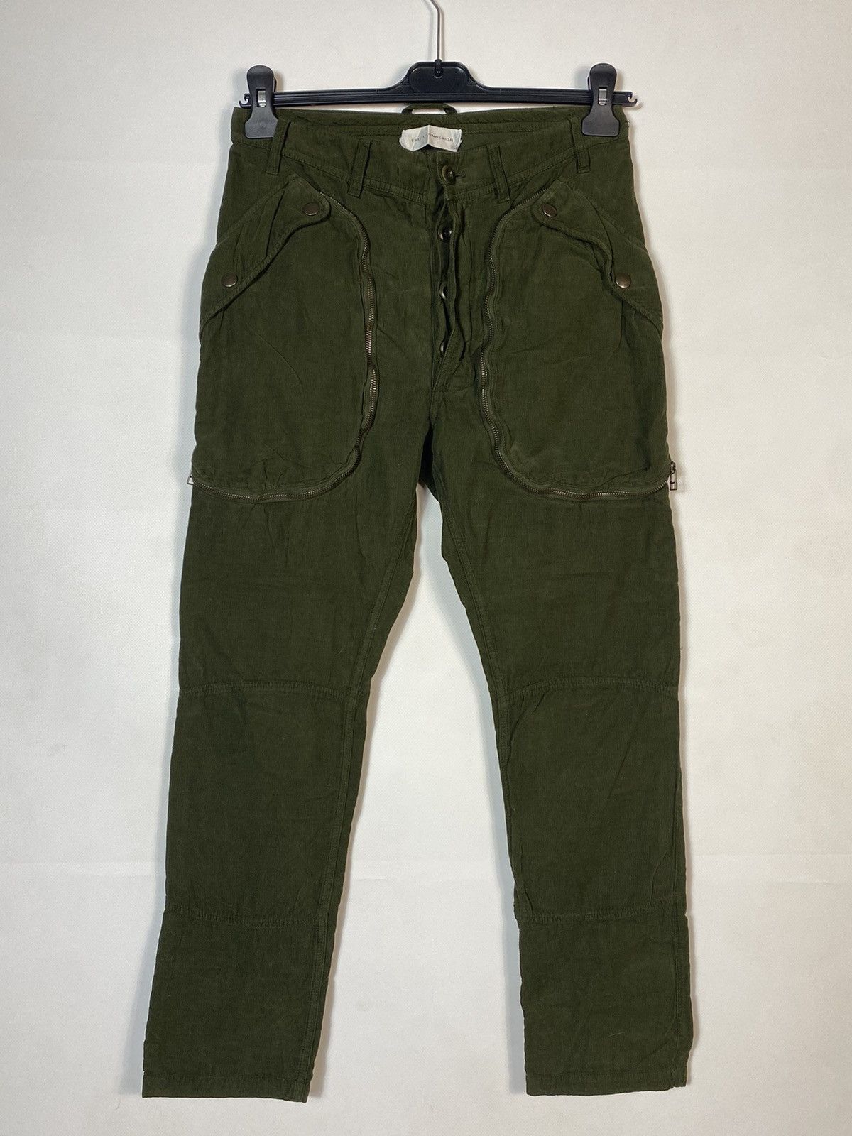 image of Faith Connexion Corduroy Cargo Kaki Pants in Dark Olive, Men's (Size 30)