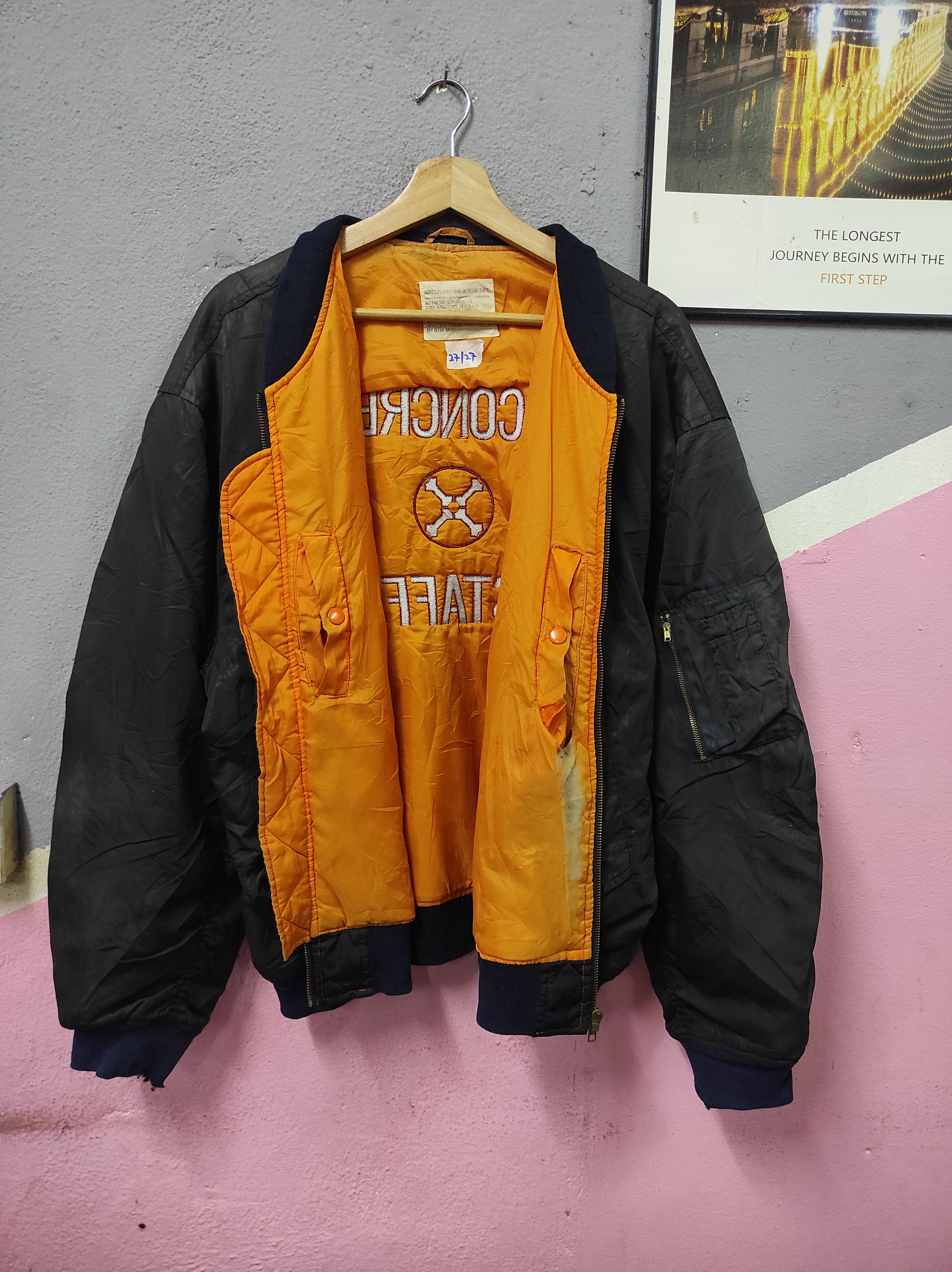 Vintage PC CONCRETE STAFF FLYERS BOMBER JACKET DISTRESSED FADED Size US XL / EU 56 / 4 - 4 Thumbnail