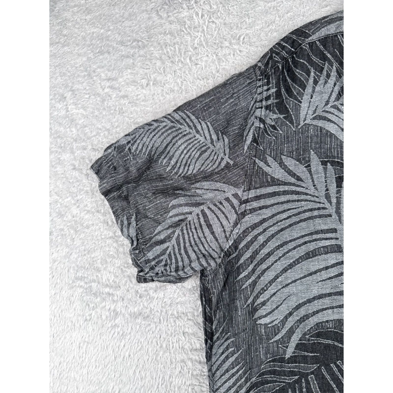 Vintage 28 Palms Shirt Men XL Gray Palm Leaf Hawaiian Button Up Silk Blend Linen Size US XL / EU 56 / 4 - 3 Thumbnail