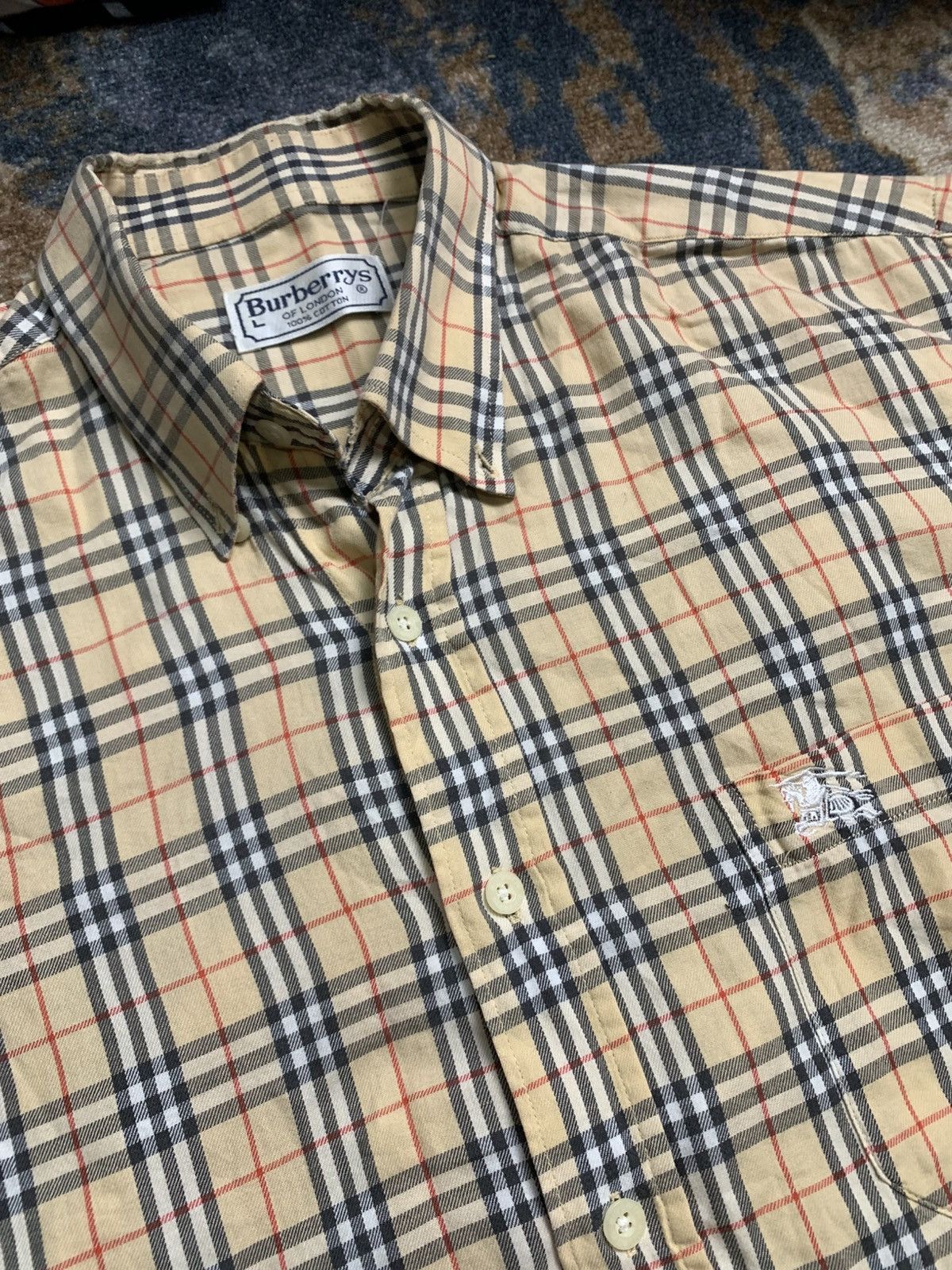 Burberry Vintage Burberrys Nova Check Short Sleeve Shirt Size US XL / EU 56 / 4 - 2 Thumbnail