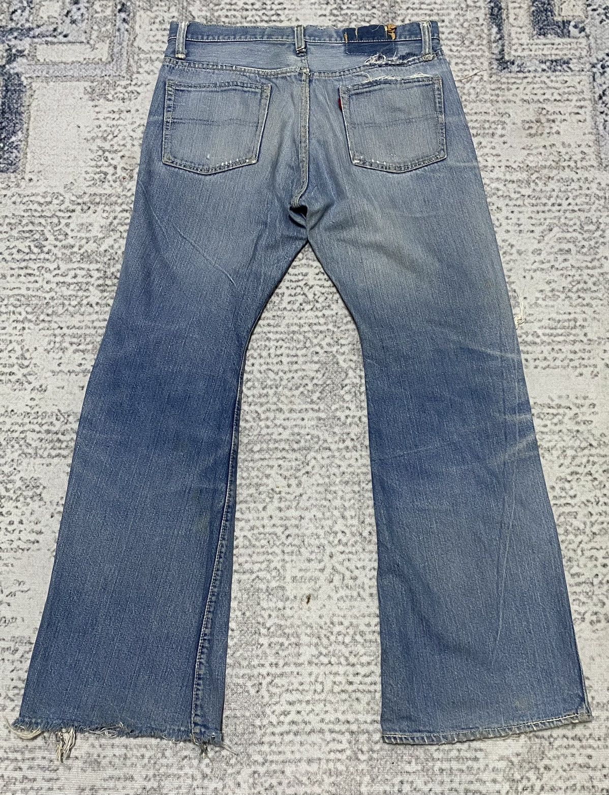 Vintage Vintage Distressed 70's CANTON Bootcut Half Selvedge Jeans Size US 32 / EU 48 - 2 Thumbnail