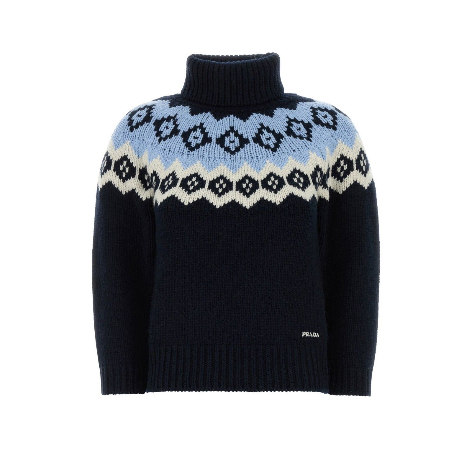 Prada PRADA Dark Blue Wool Blend Sweater New & Authentic (Women's Size S / US 4 / IT 40 - 1 Thumbnail