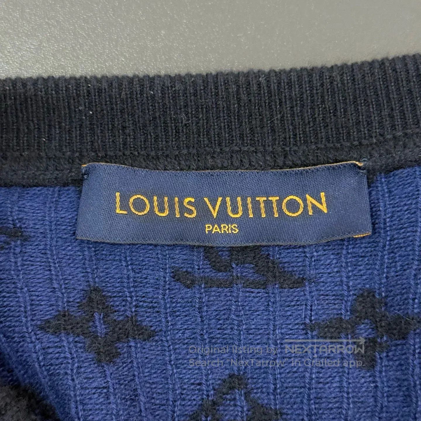 Louis Vuitton LV Blue Cashmere Sweater Back Logo 4L. Size US L / EU 52-54 / 3 - 5 Thumbnail