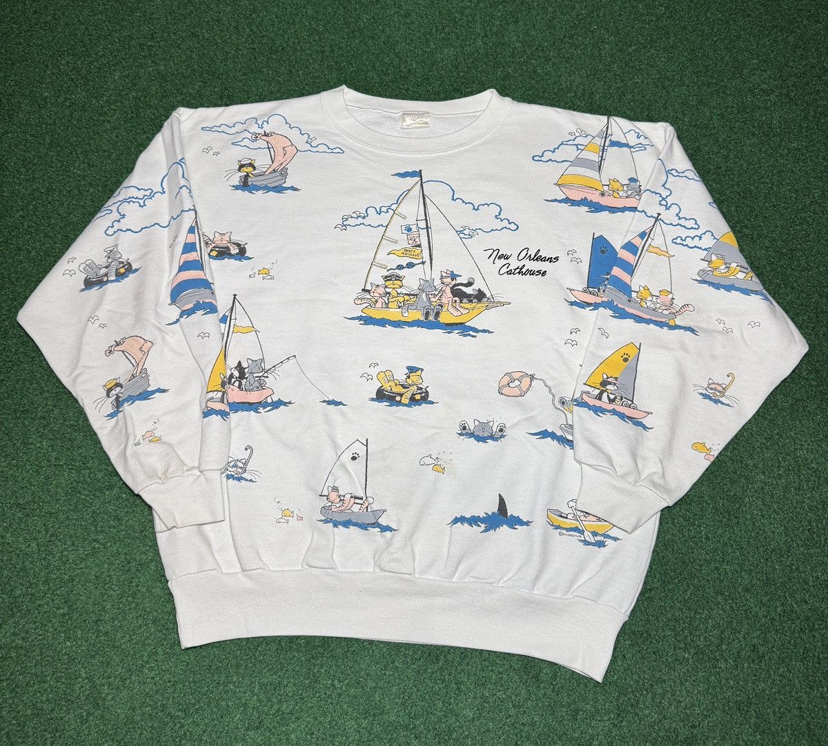Vintage Vtg 80s New Orleans Cathouse Retro Cat Cartoon Sweatshirt Size M / US 6-8 / IT 42-44 - 1 Thumbnail