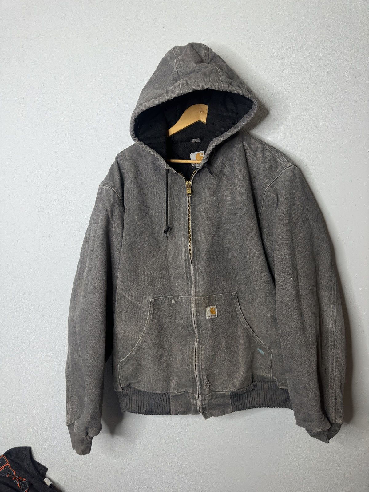 image of Carhartt x Made In USA Vintage Carhart Jacket, Gray Faded, Distressed Usa Size Xlt in Grey, Men's