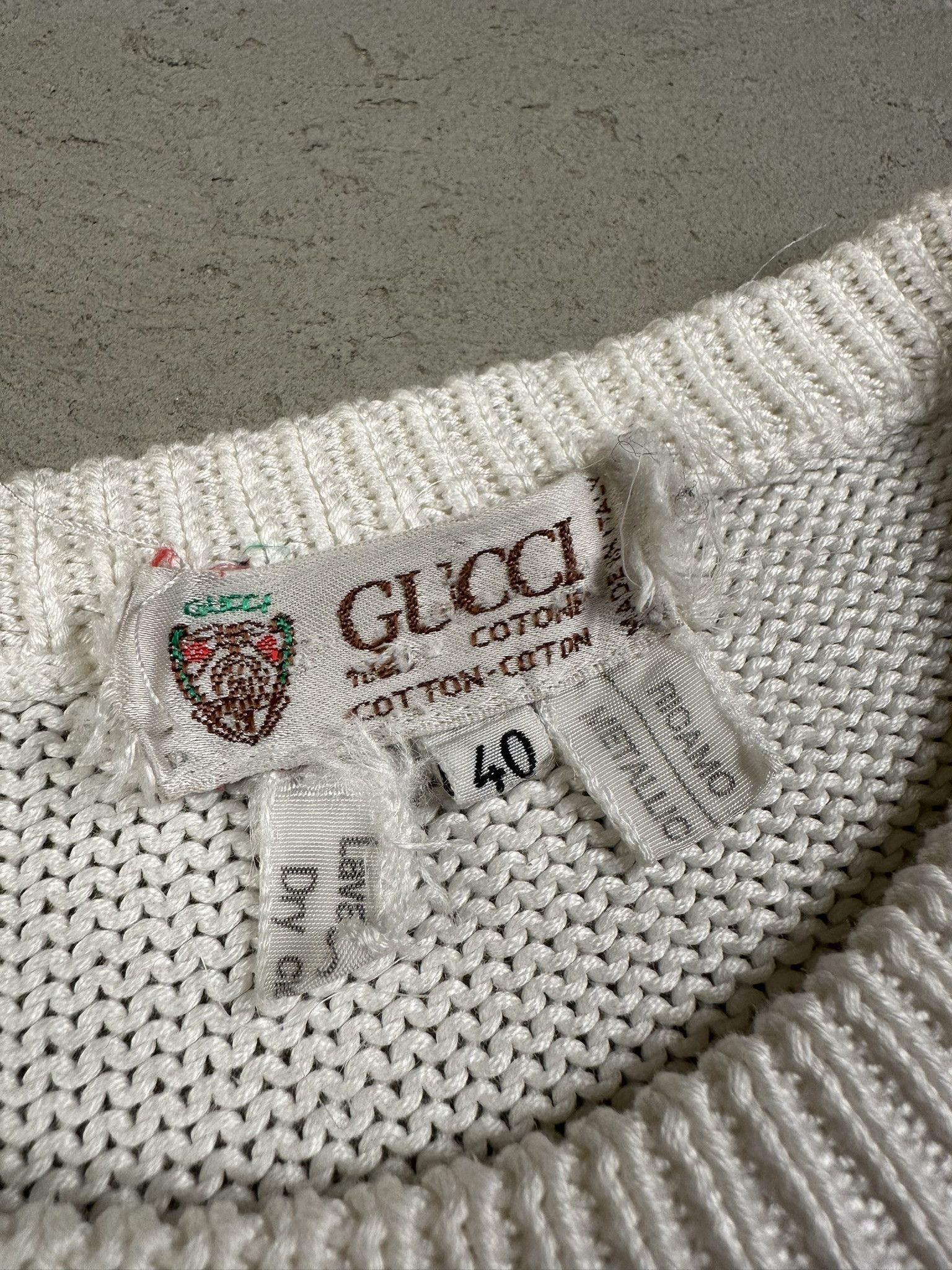 Gucci 80s Vintage Gucci Marine Cotton Knit Boxy Sweater Size L / US 10 / IT 46 - 9 Thumbnail