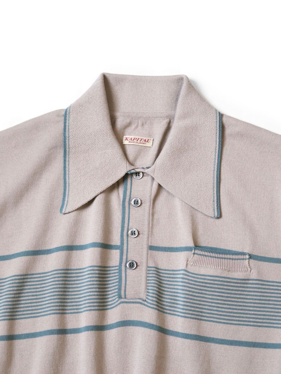Kapital KAPITAL 14G cotton knit striped carol polo shirt Size US S / EU 44-46 / 1 - 3 Thumbnail