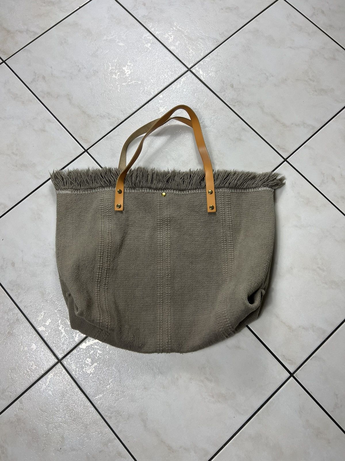 Loewe Loewe big tote bag knitted canvas fringle leather logo Size ONE SIZE - 11 Thumbnail