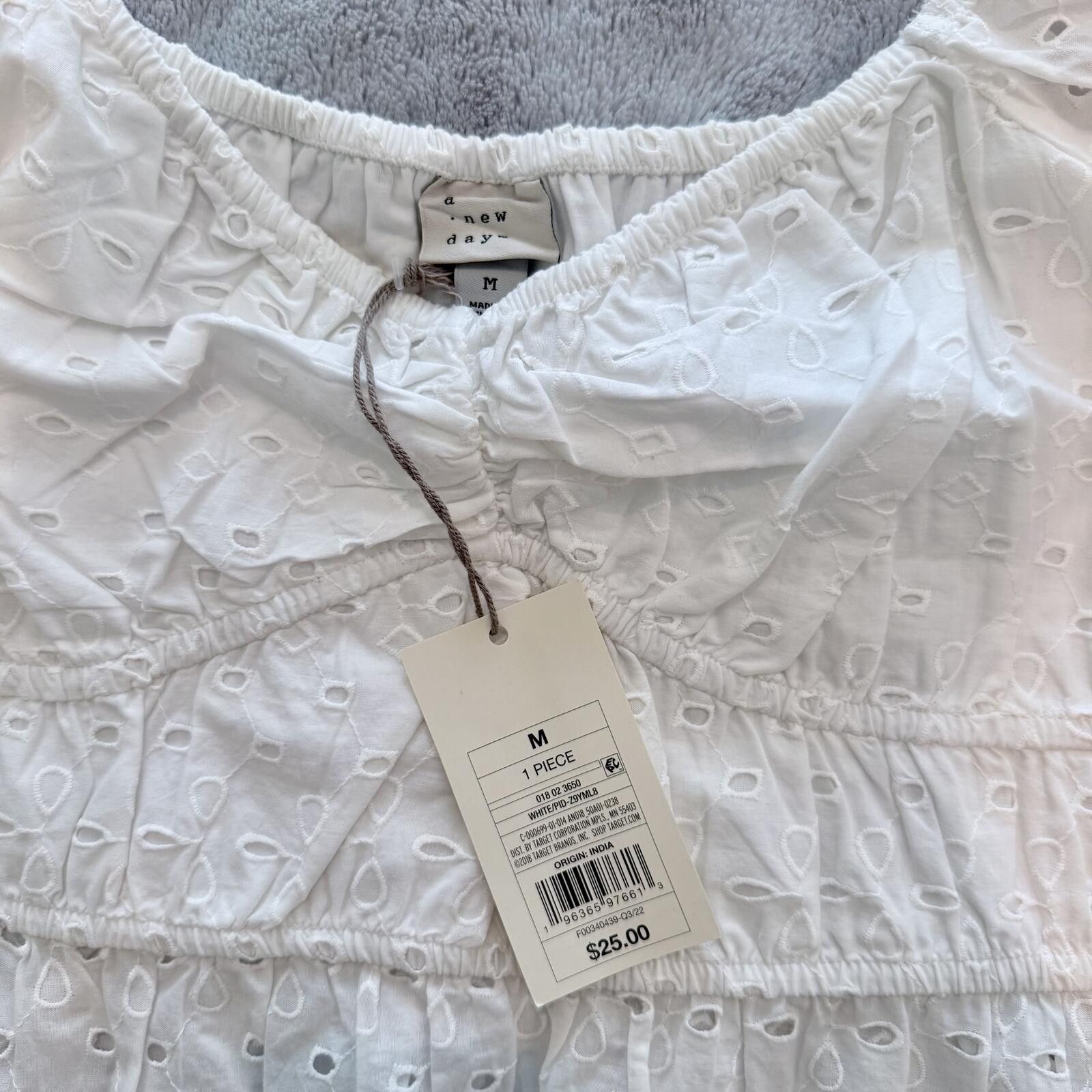 Other A New Day White Eyelet Puff Sleeve Crop Top Medium Size M / US 6-8 / IT 42-44 - 3 Thumbnail