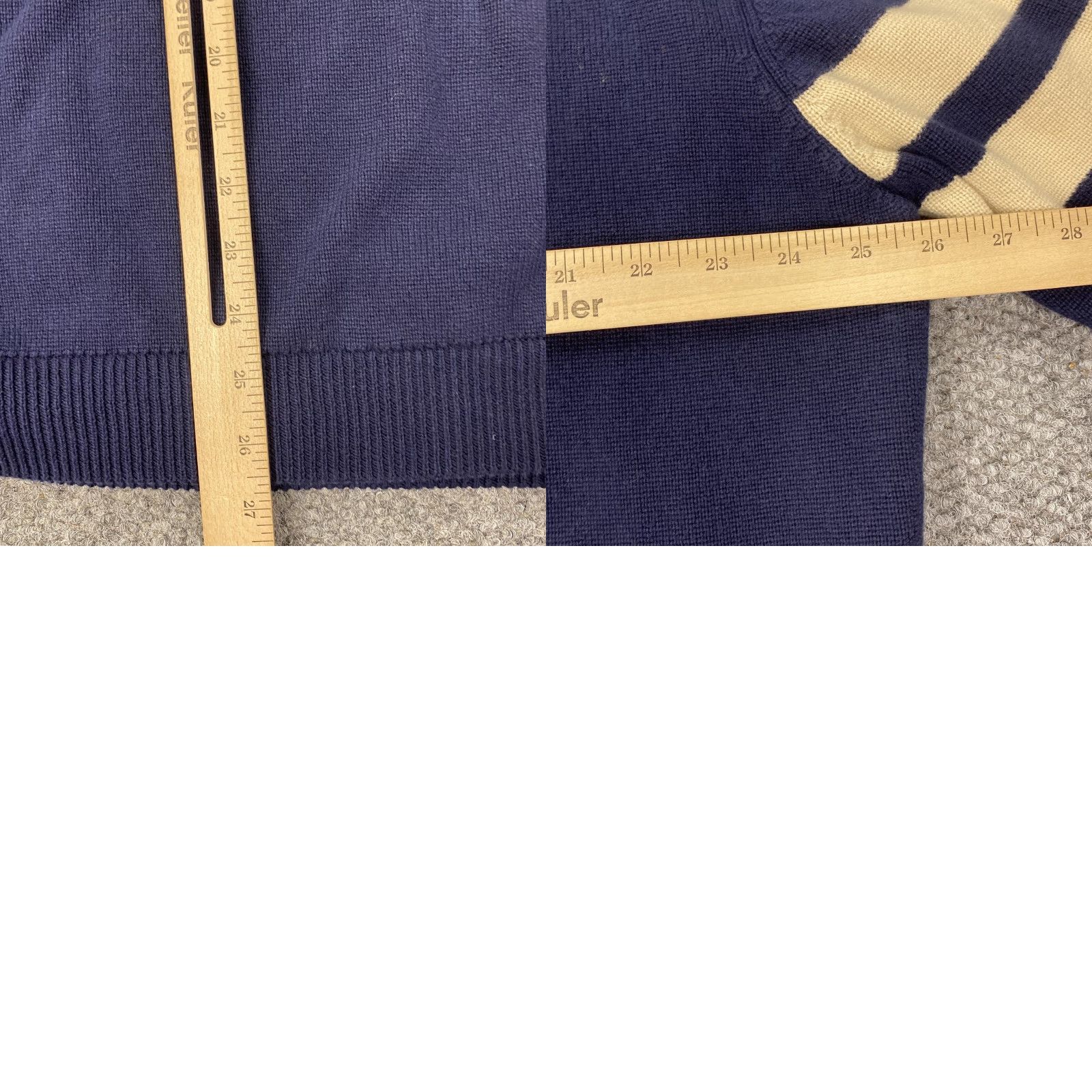 Vintage VINTAGE J. Peterman Sweater Shirt Mens XL Navy 1/4 Zip Hooded Striped Knit Cotton Pullover Mens XL Navy Knit Shirt Size US XL / EU 56 / 4 - 8 Thumbnail